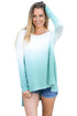 Sexy Mint Ombre Split Side Long Sleeve Top